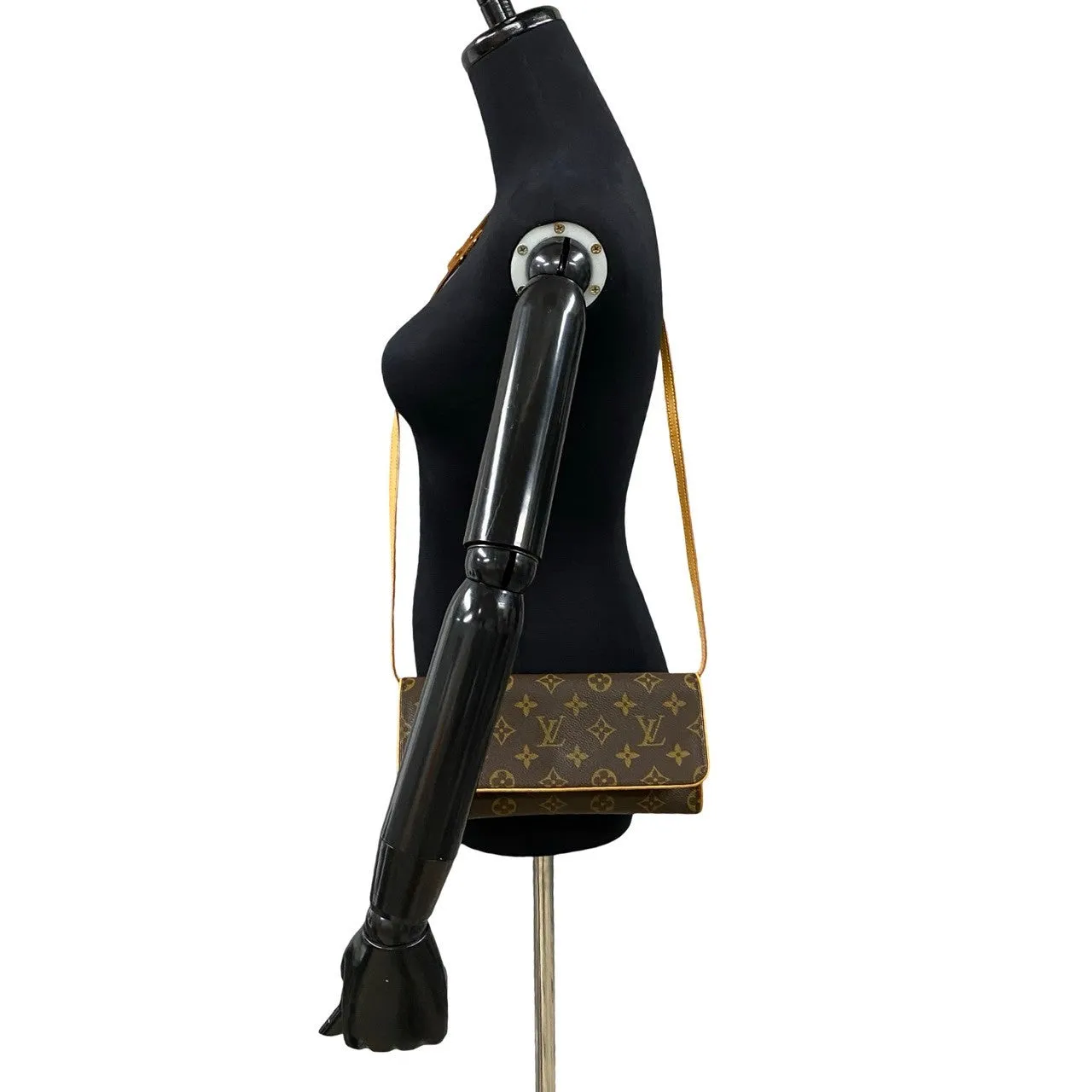 LOUIS VUITTON Shoulder Bag leather Brown Monogram Pochette Twin GM