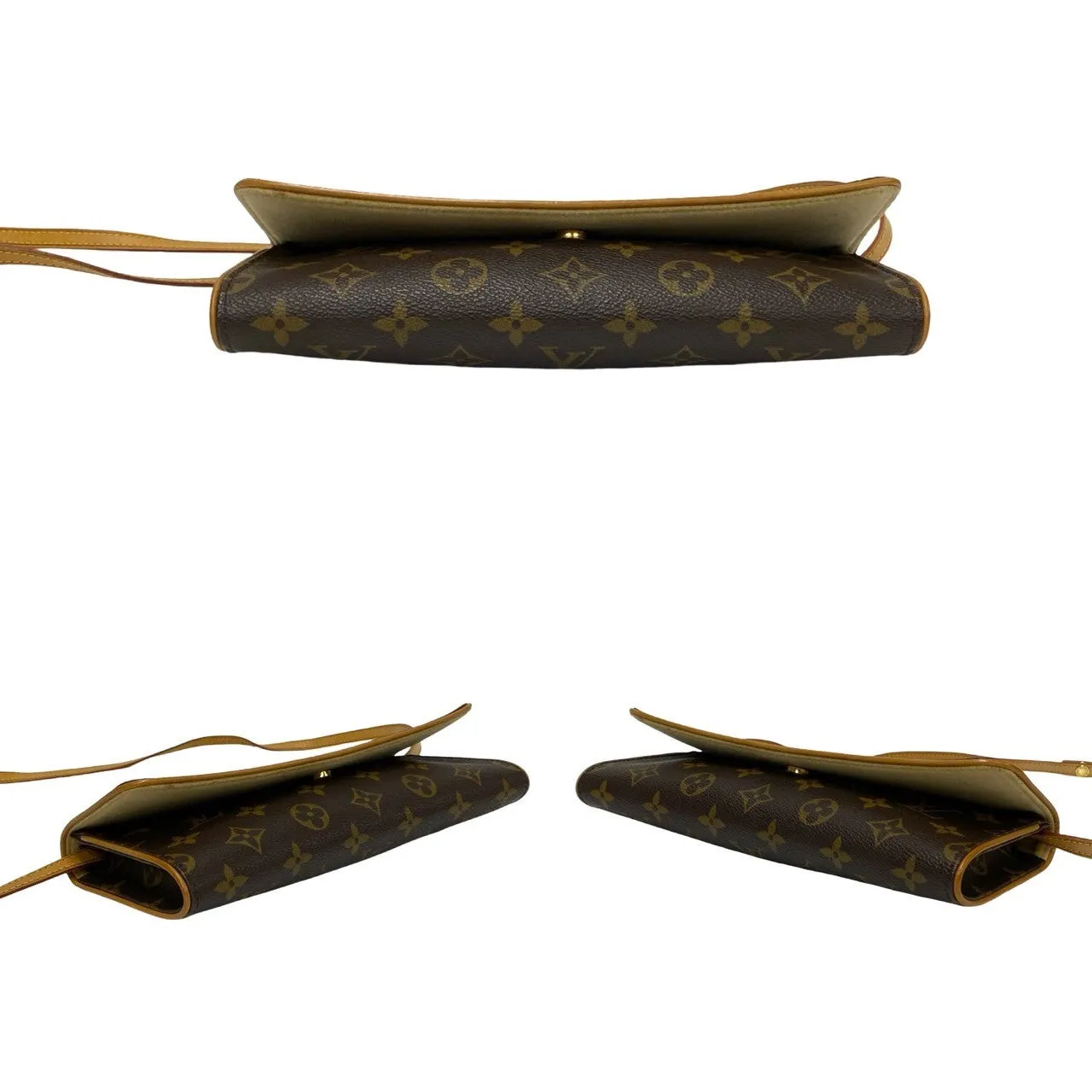 LOUIS VUITTON Shoulder Bag leather Brown Monogram Pochette Twin GM