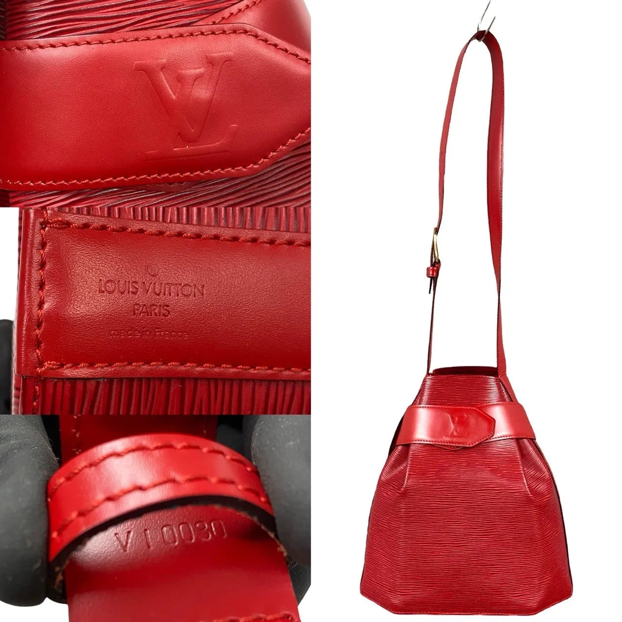 LOUIS VUITTON Shoulder Bag leather Red Epi Sack de Paul