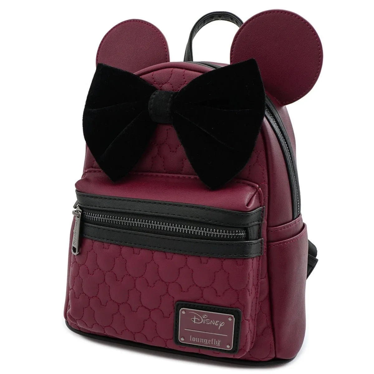 Loungefly X Disney Minnie Mouse Maroon Quilted Mini Backpack