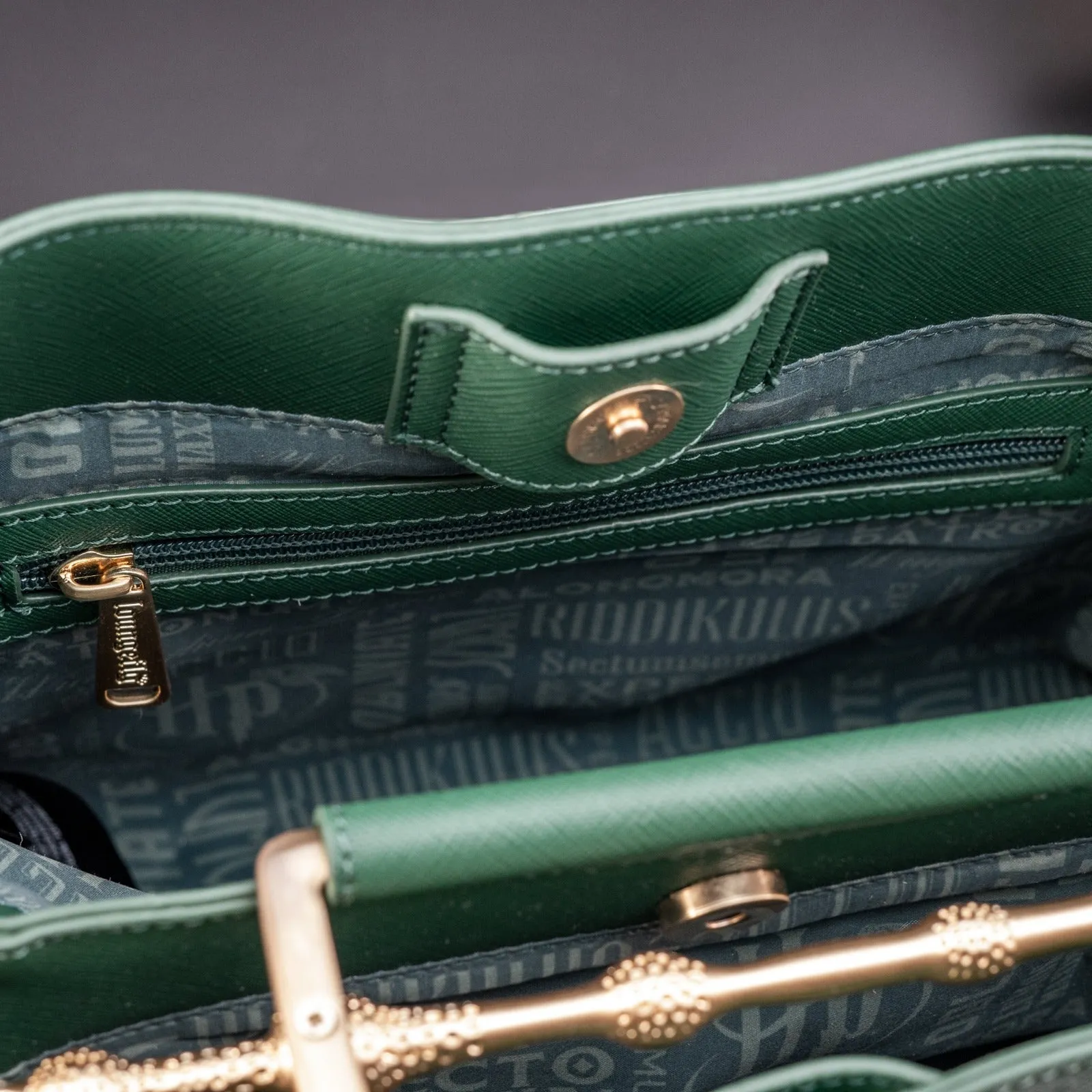 Loungefly x Harry Potter House Slytherin Green Saffiano Elder Wand Crossbody Handbag