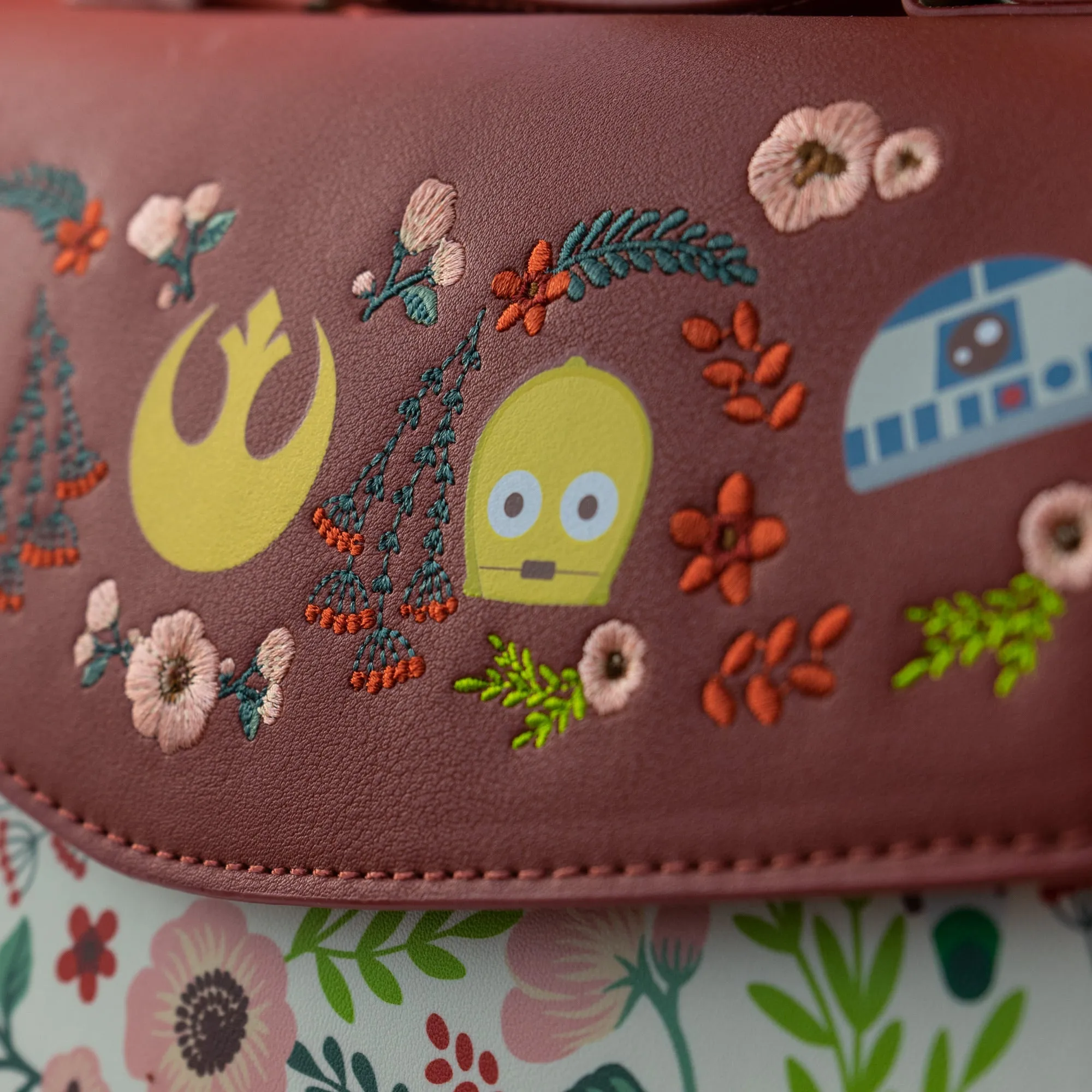 Loungefly x Star Wars Rebel Droids Floral Print Crossbody Bag
