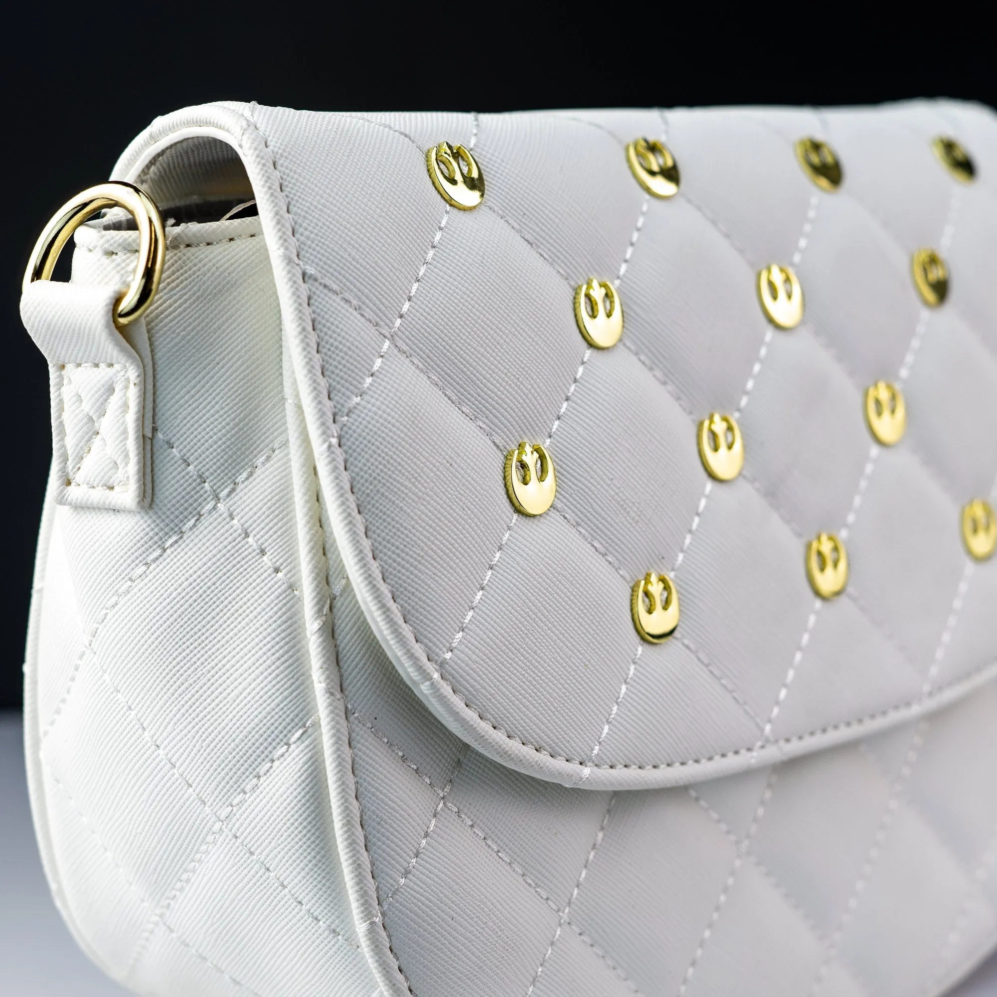 Loungefly x Star Wars White Gold Rebel Mini Saddle Crossbody Bag