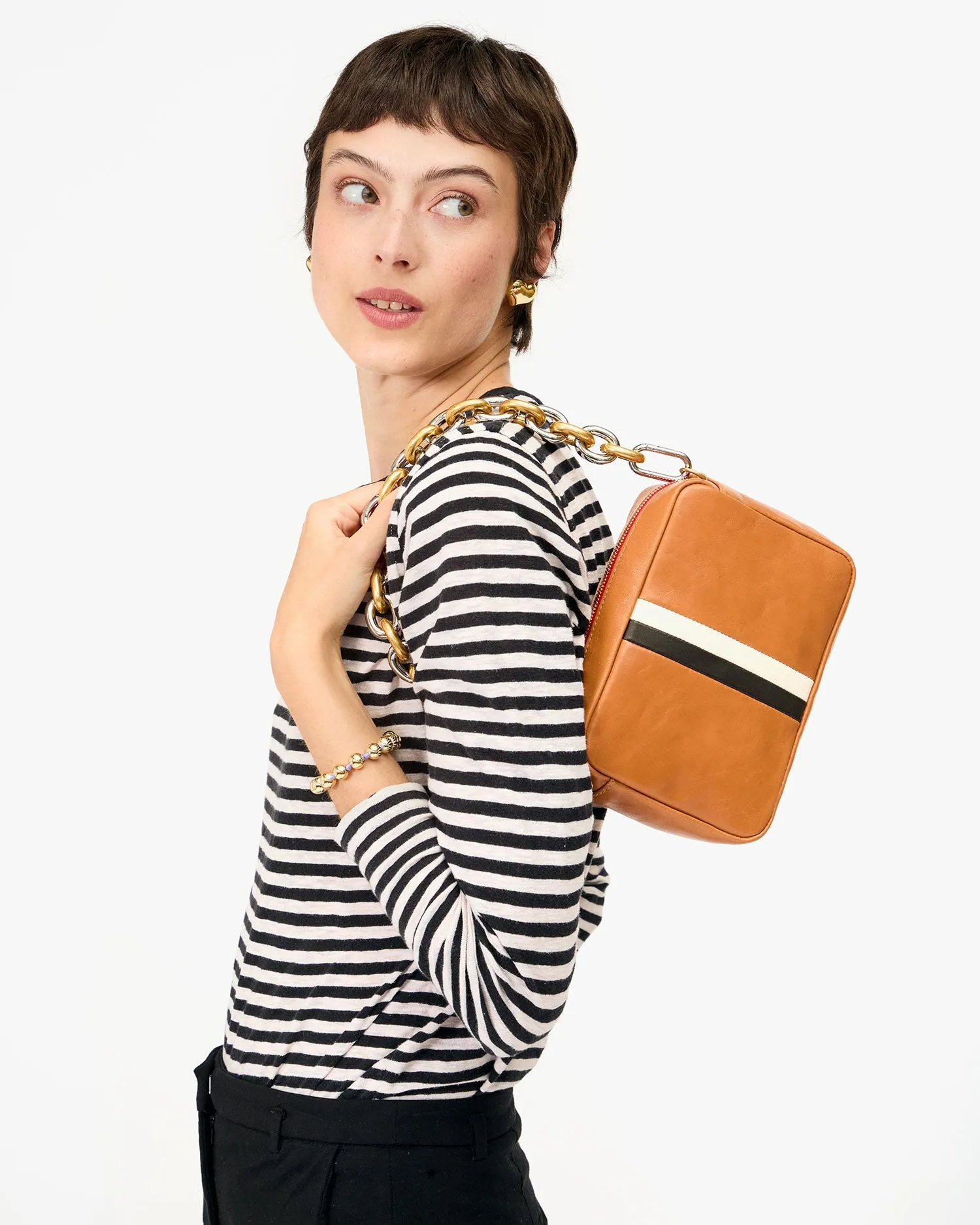 Midi Sac Handbags - Crossbody - Midi Sac Natural W/ Stripes