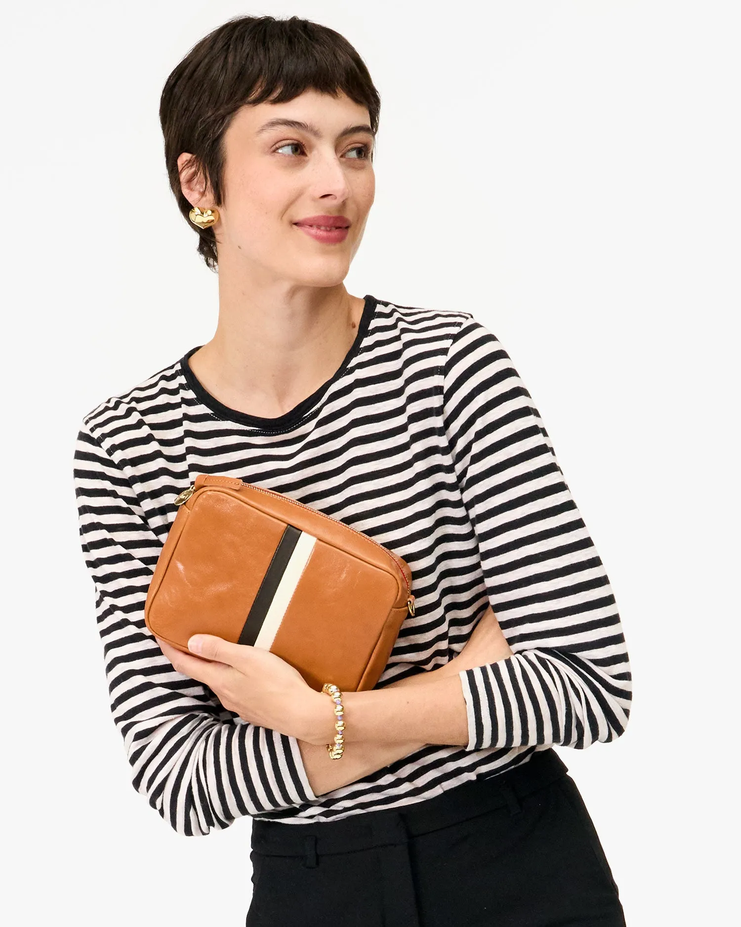 Midi Sac Handbags - Crossbody - Midi Sac Natural W/ Stripes