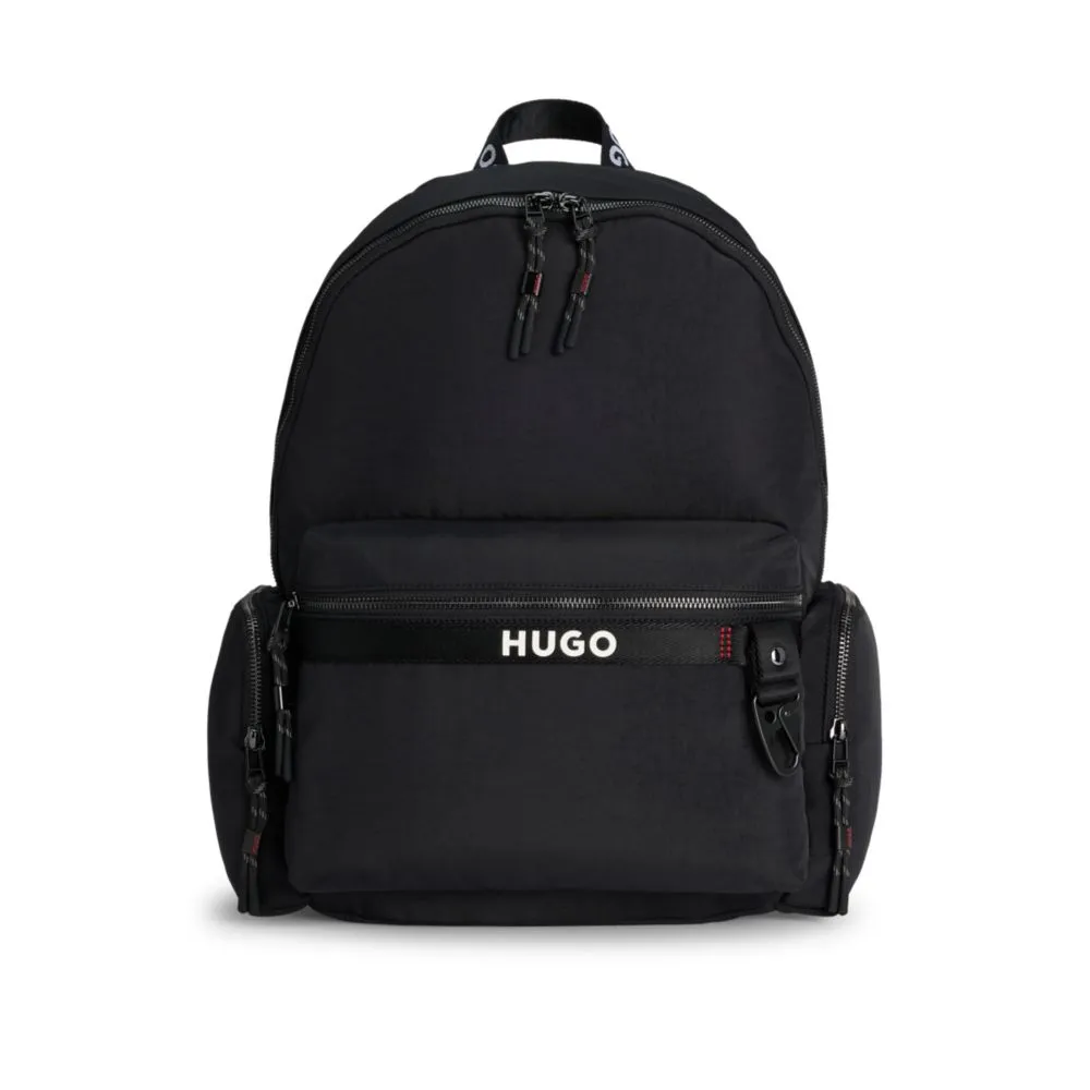 Multi-pocket backpack with contrast logo