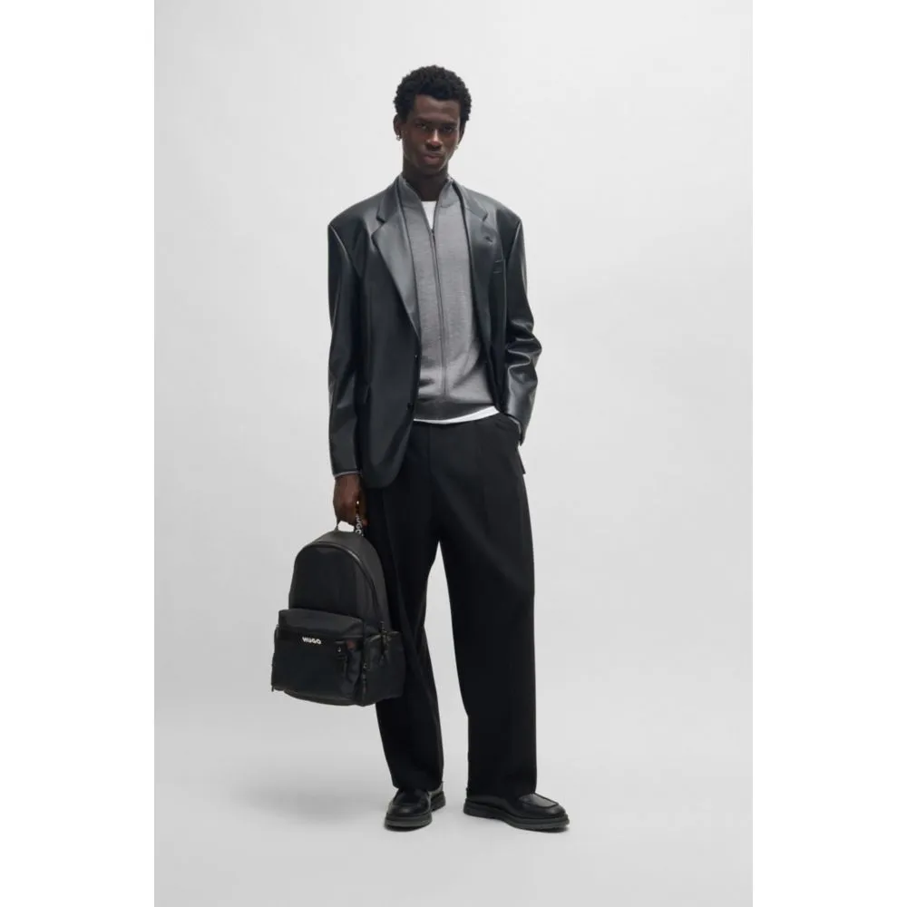 Multi-pocket backpack with contrast logo