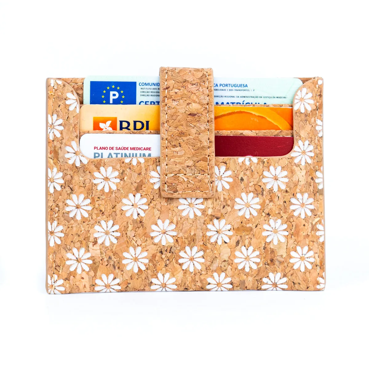 Natural Cork Floral Mosaic Print Card Wallets BAGD-295-MIX-6??6 units??
