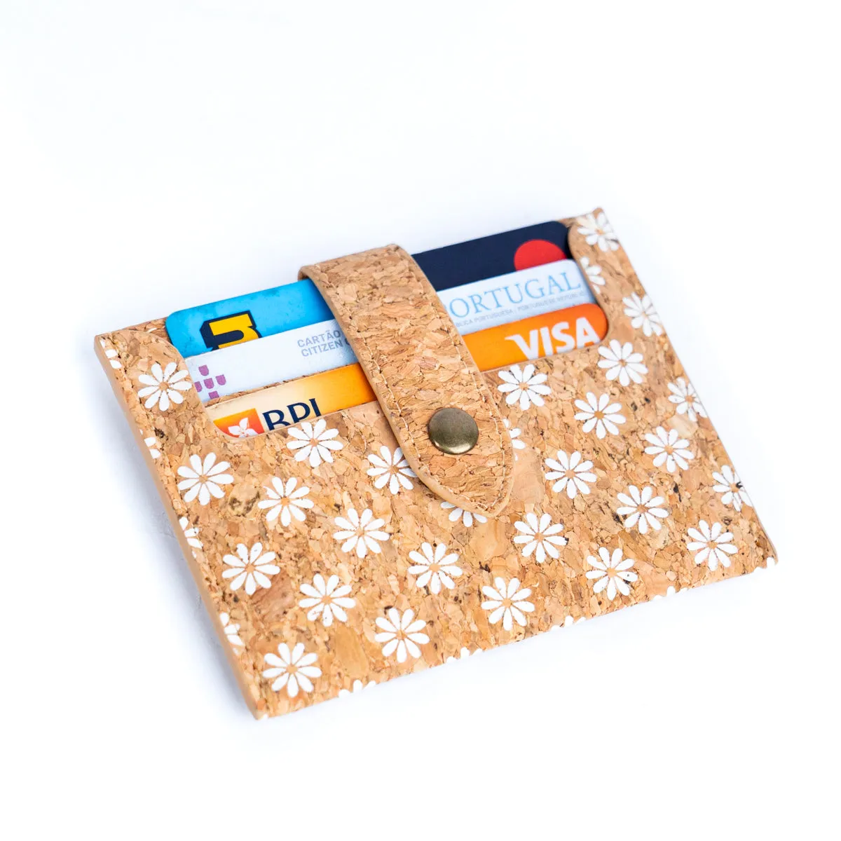 Natural Cork Floral Mosaic Print Card Wallets BAGD-295-MIX-6??6 units??