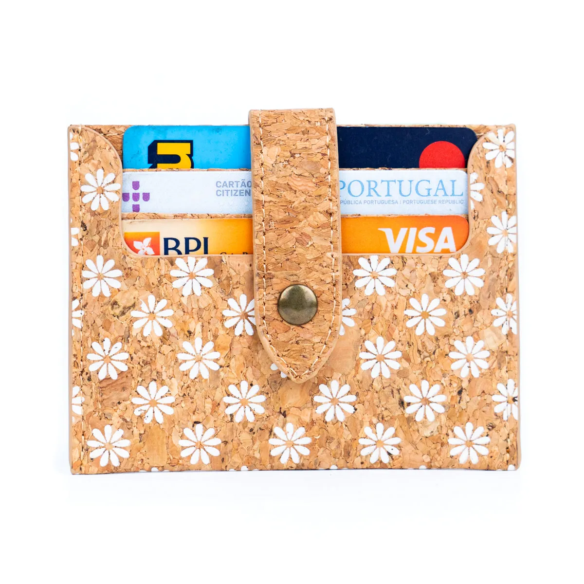 Natural Cork Floral Mosaic Print Card Wallets BAGD-295-MIX-6??6 units??