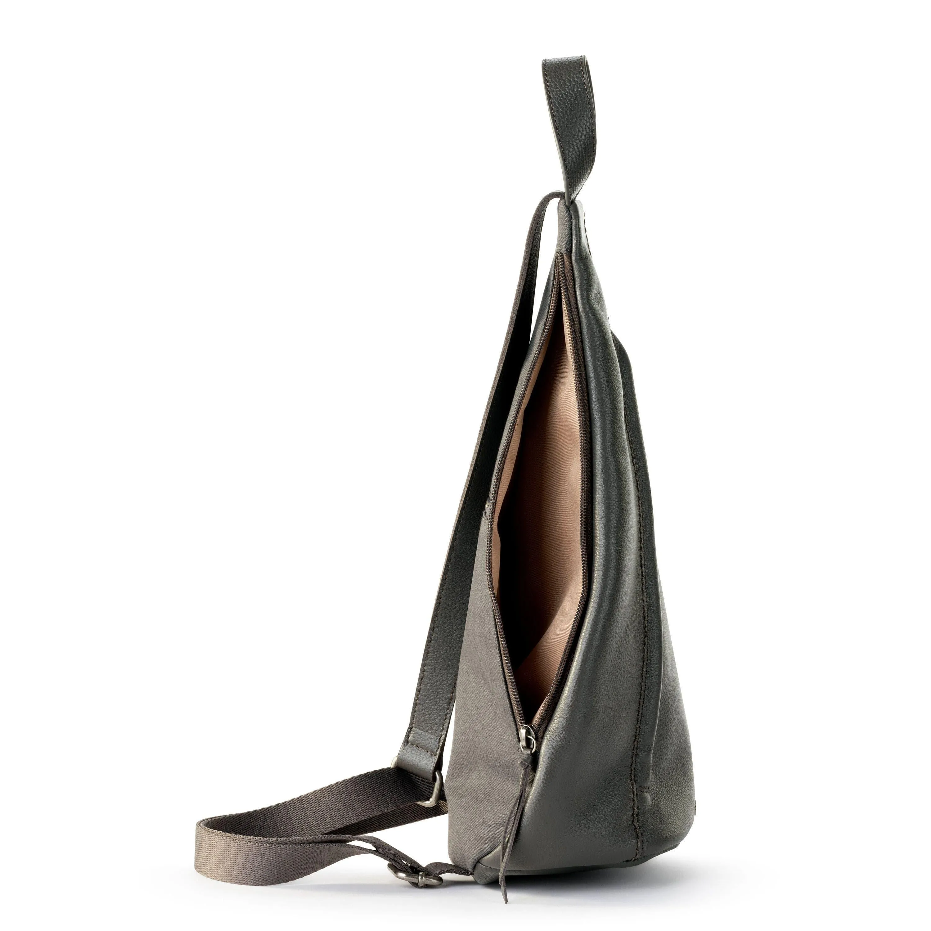 On The Go Sling Backpack - Leather - Slate