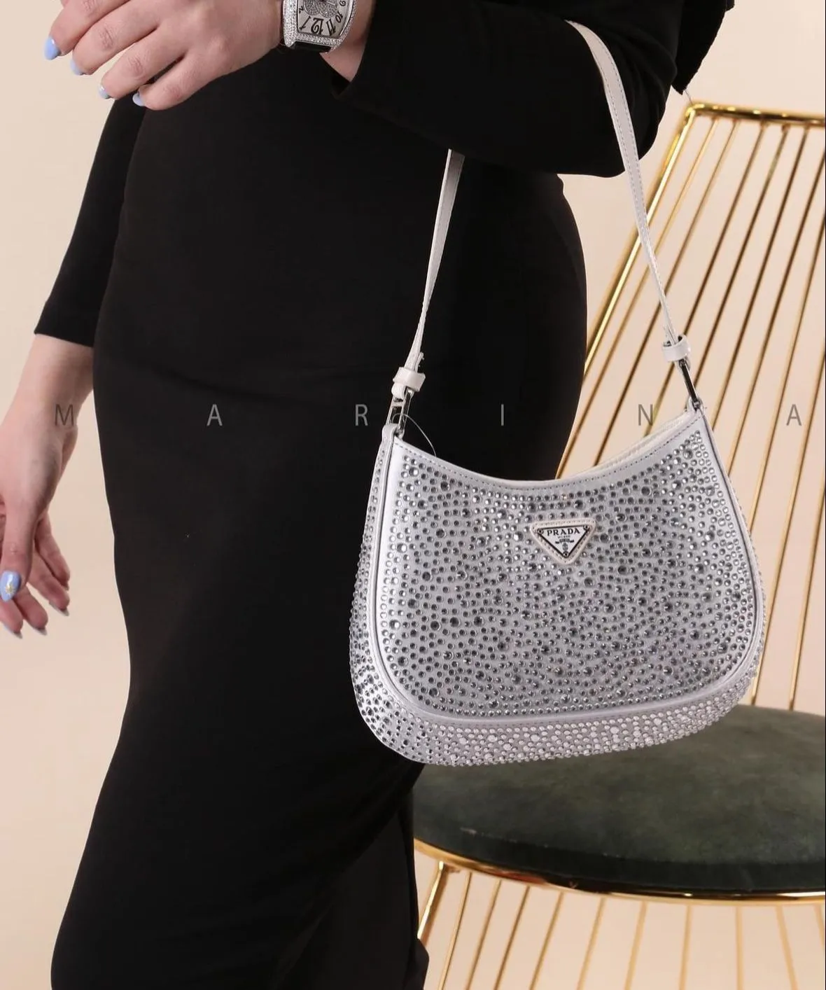 PARADA Shoulder Bag ?C Premium Quality with Branded Packaging (White/Silver)