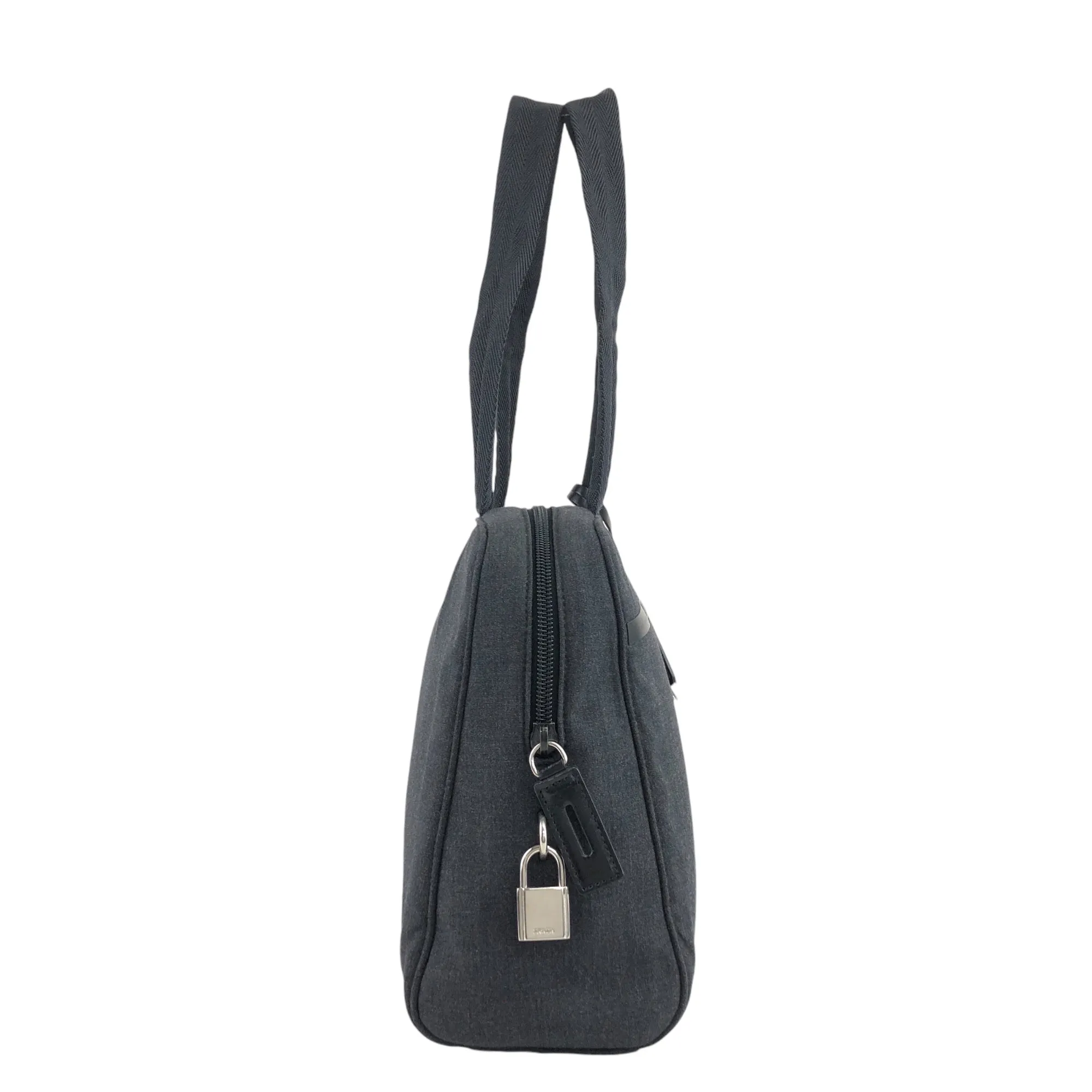 PRADA Logo Handbag Shoulder bag Gray Vintage n7id6c