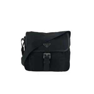 PRADA Triangle Logo Front Buckle Shoulder bag Black Vintage 5spz5k