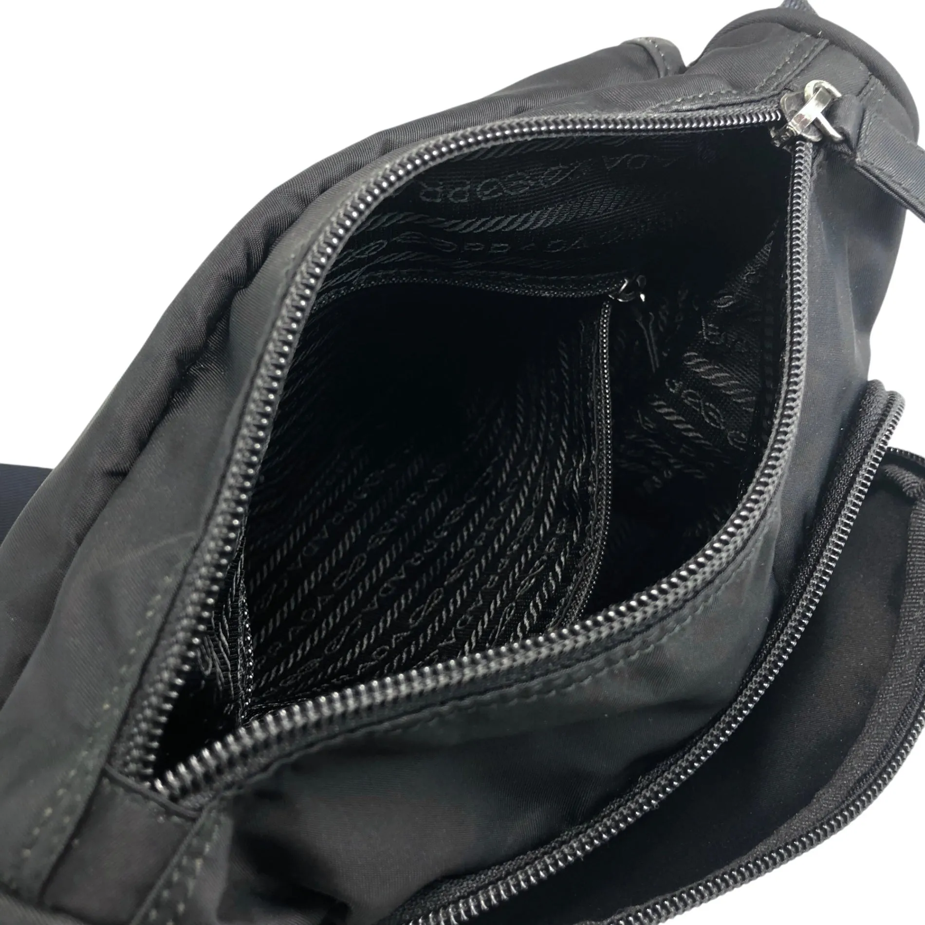 PRADA Triangle Logo Front Buckle Shoulder bag Black Vintage 5spz5k