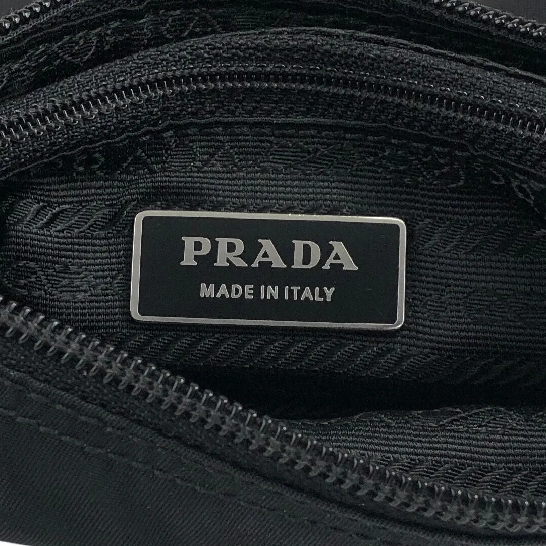 PRADA Triangle Logo Front Buckle Shoulder bag Black Vintage 5spz5k