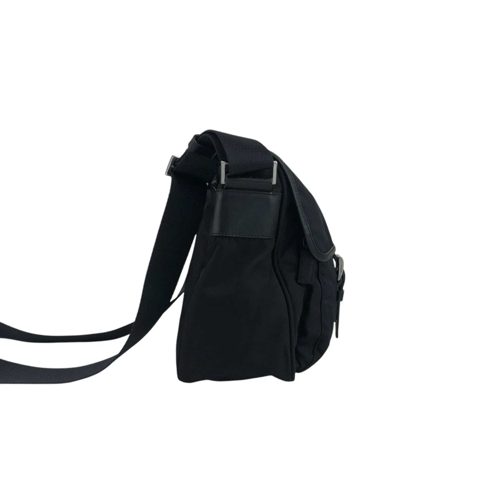 PRADA Triangle Logo Front Buckle Shoulder bag Black Vintage 5spz5k