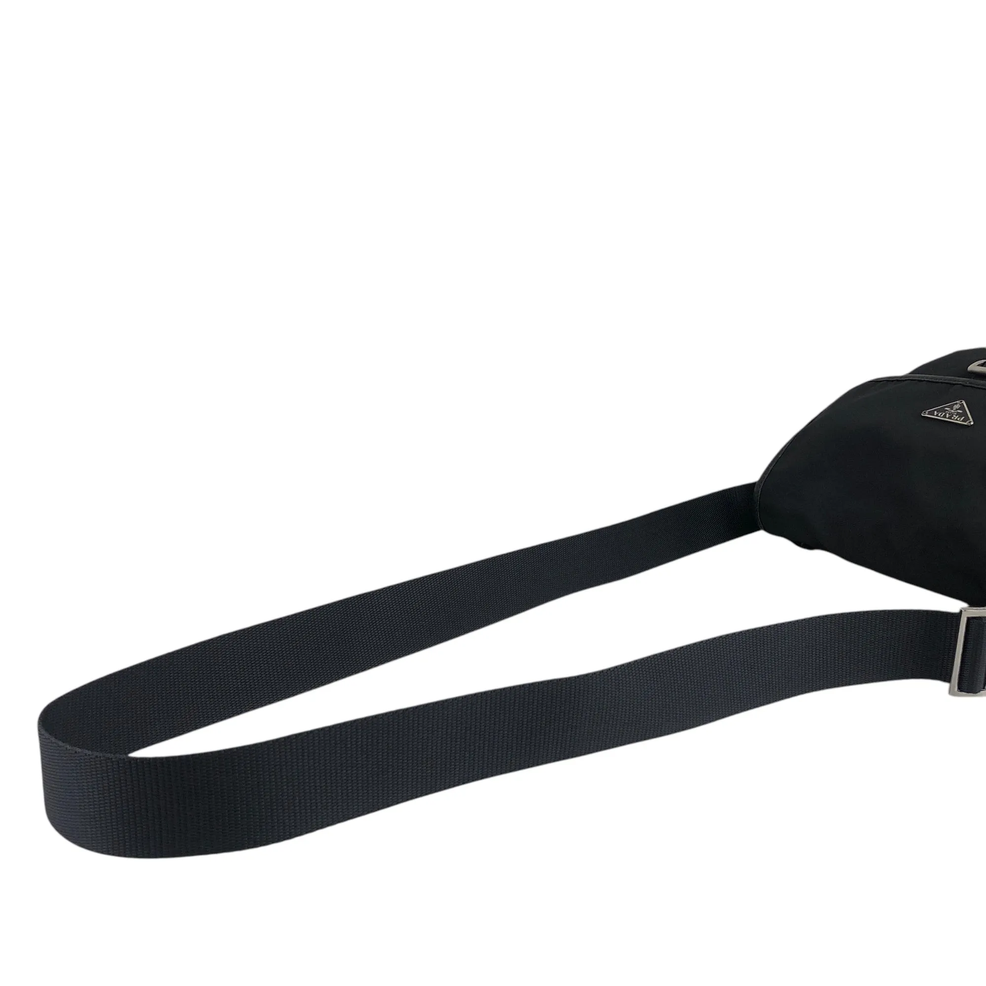 PRADA Triangle Logo Front Buckle Shoulder bag Black Vintage 5spz5k