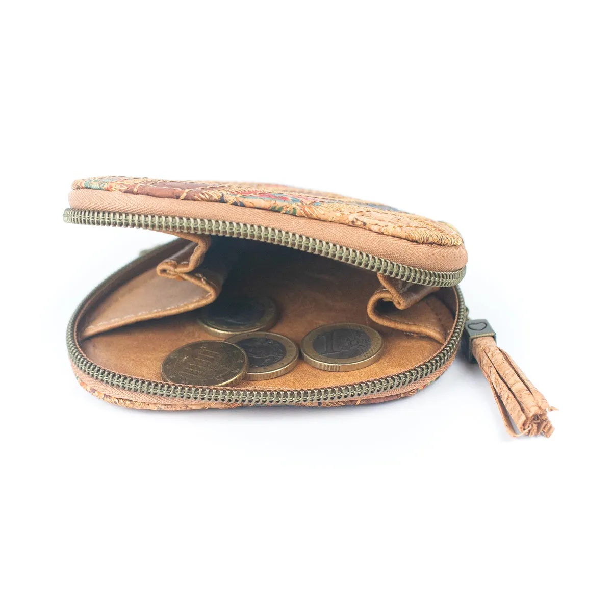 Printed Cork Heart-Shaped Women's Coin Purse BAGF-078(7units)