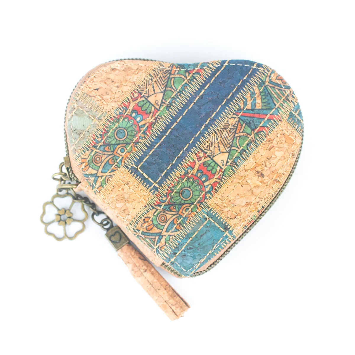 Printed Cork Heart-Shaped Women's Coin Purse BAGF-078(7units)
