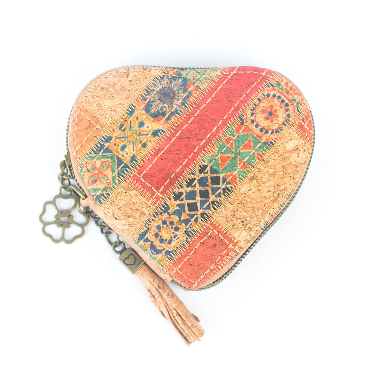 Printed Cork Heart-Shaped Women's Coin Purse BAGF-078(7units)