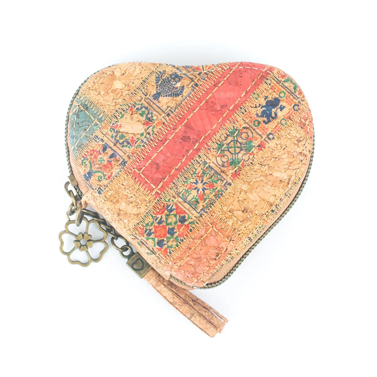 Printed Cork Heart-Shaped Women's Coin Purse BAGF-078(7units)