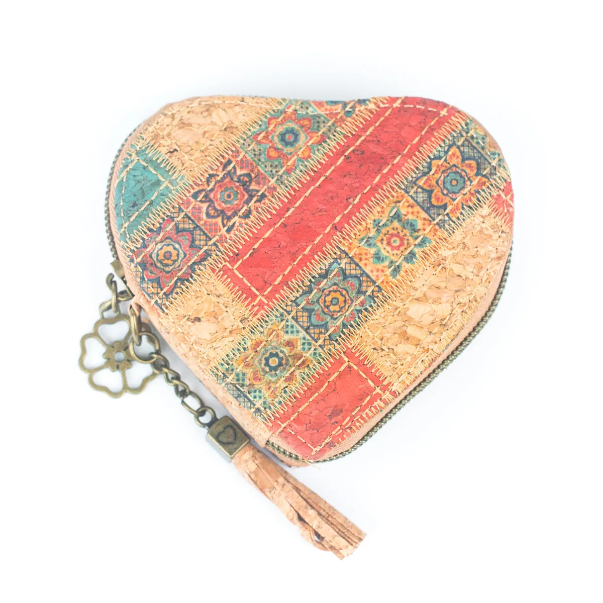 Printed Cork Heart-Shaped Women's Coin Purse BAGF-078(7units)