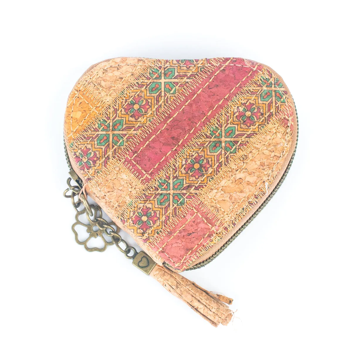 Printed Cork Heart-Shaped Women's Coin Purse BAGF-078(7units)