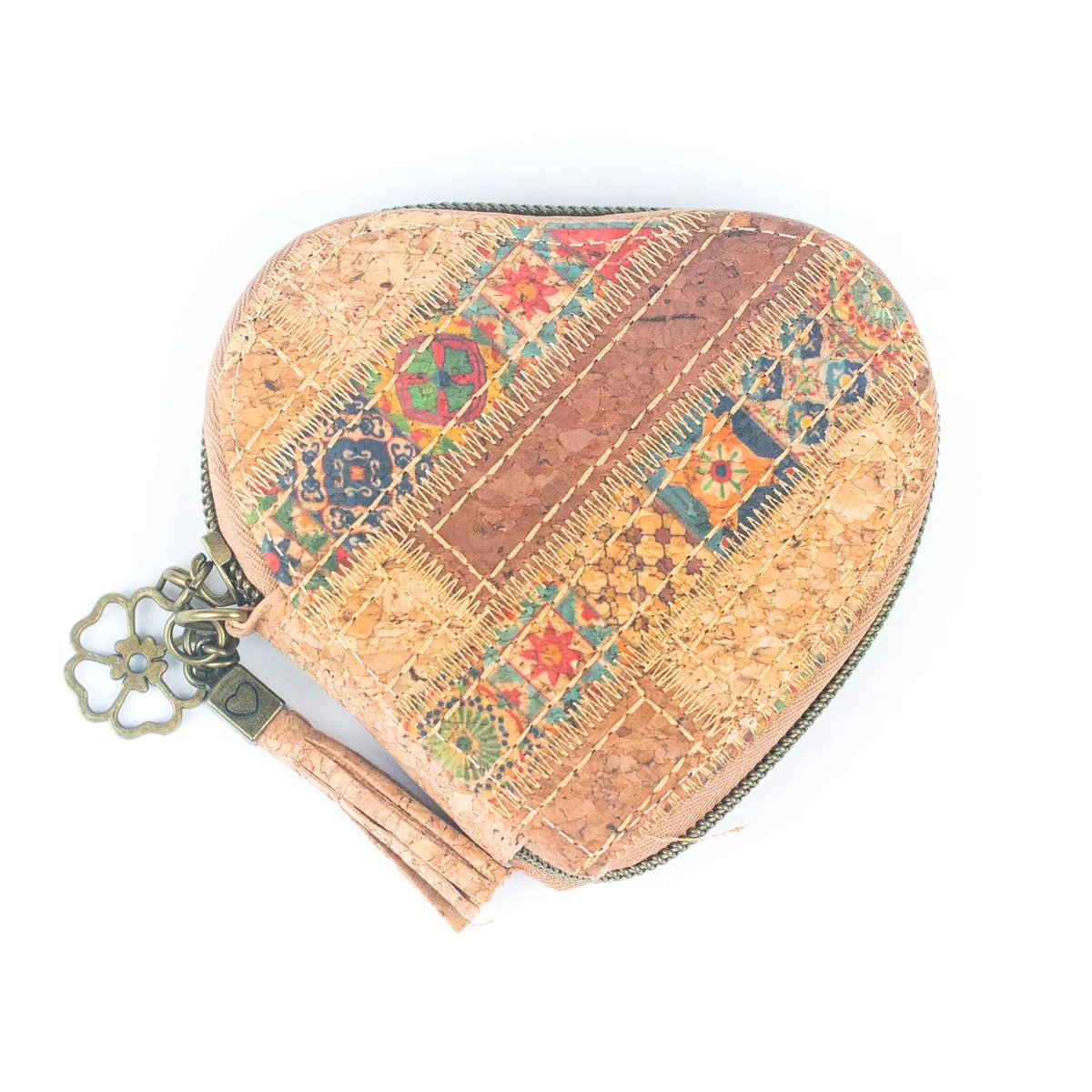 Printed Cork Heart-Shaped Women's Coin Purse BAGF-078(7units)