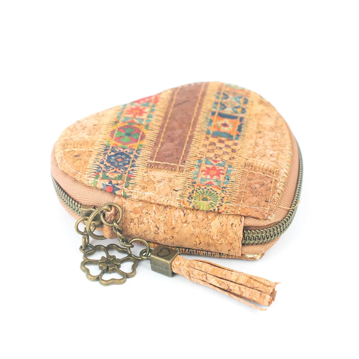 Printed Cork Heart-Shaped Women's Coin Purse BAGF-078(7units)