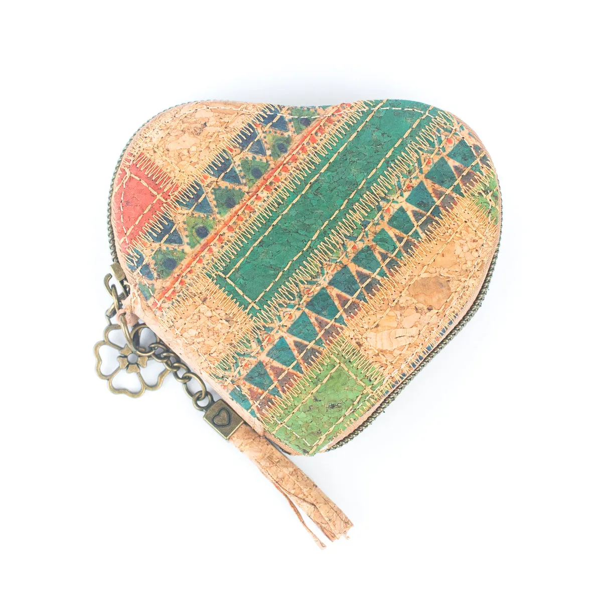 Printed Cork Heart-Shaped Women's Coin Purse BAGF-078(7units)