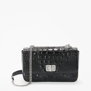 Rosa Crossbody Black Melbourne Silver Hardware