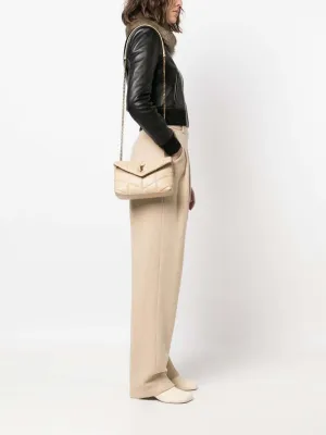 Saint Laurent Puffer Toy Quilted Shoulder Bag beige small