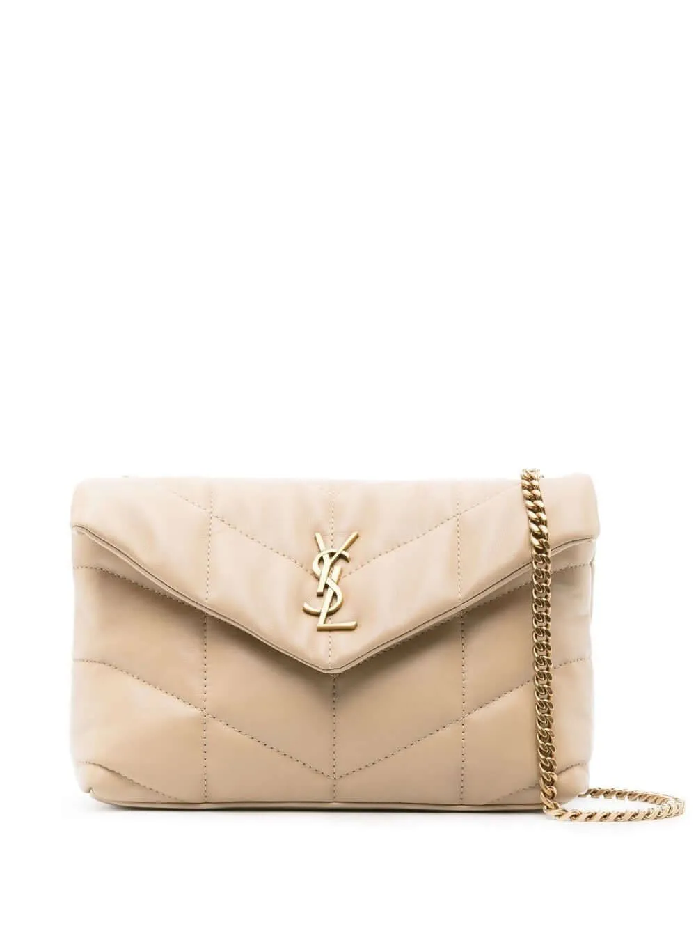 Saint Laurent Puffer Toy Quilted Shoulder Bag beige small