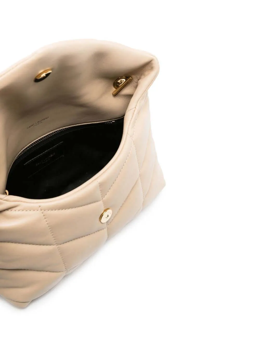 Saint Laurent Puffer Toy Quilted Shoulder Bag beige small