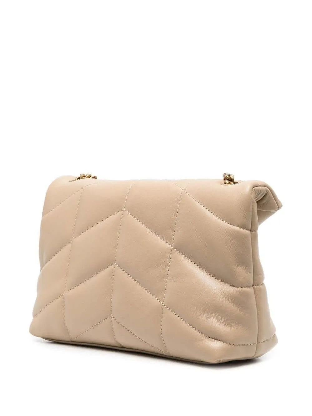 Saint Laurent Puffer Toy Quilted Shoulder Bag beige small