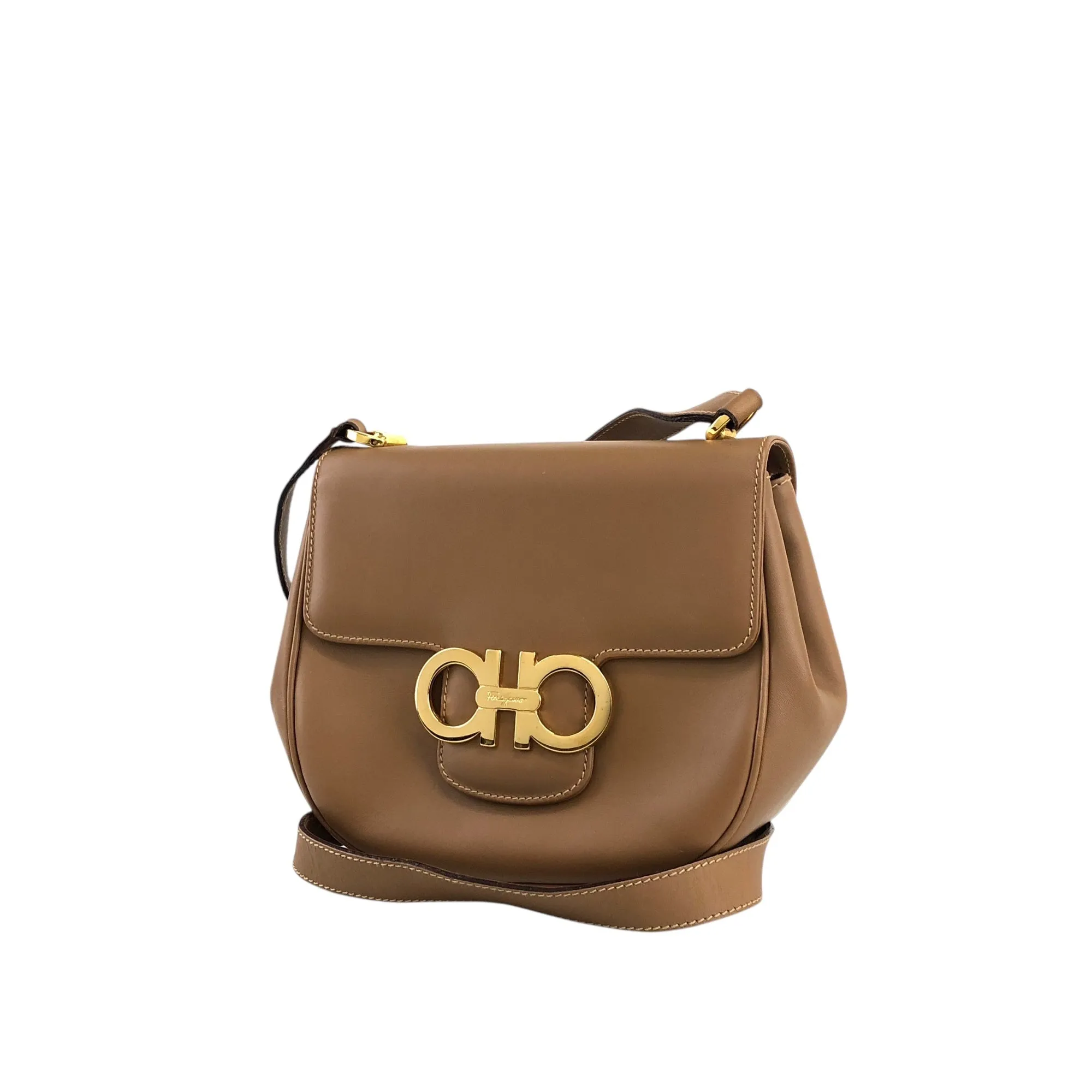 Salvatore Ferragamo Gancini Shoulder bag Brown Vintage hr6rnn