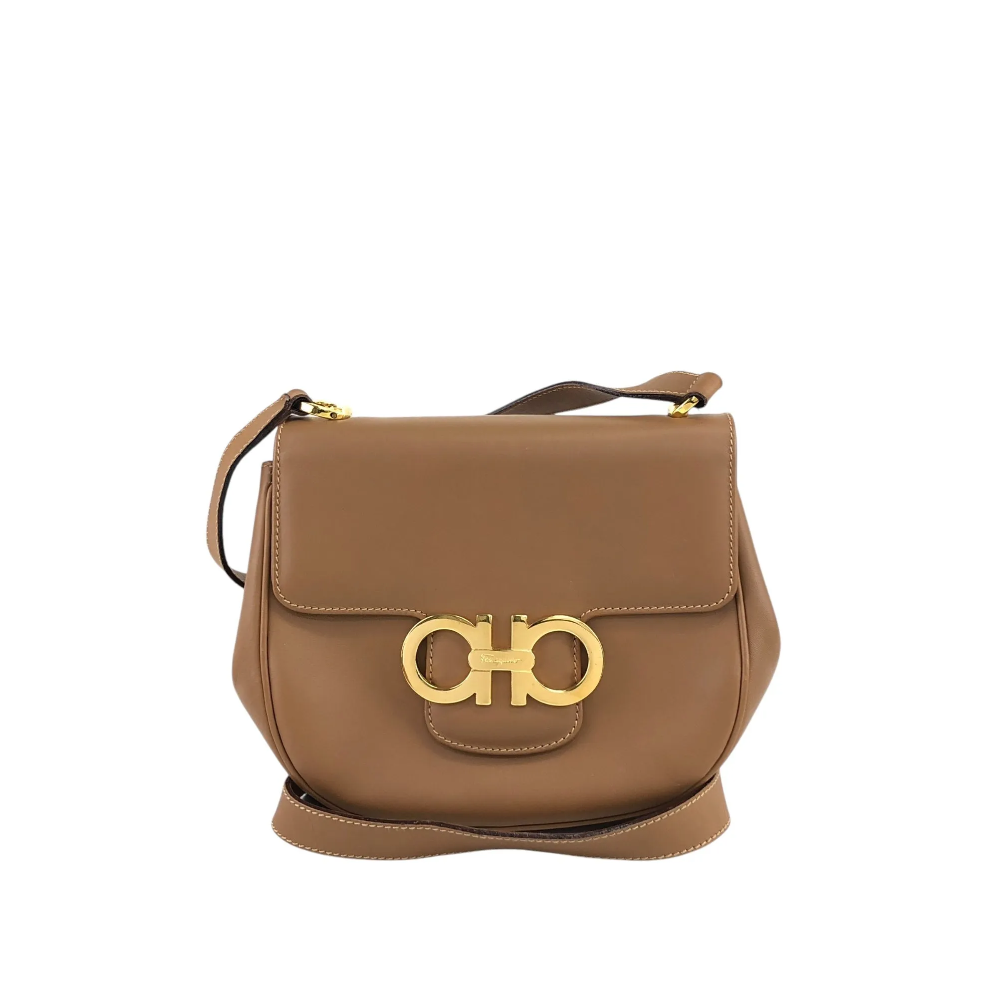 Salvatore Ferragamo Gancini Shoulder bag Brown Vintage hr6rnn