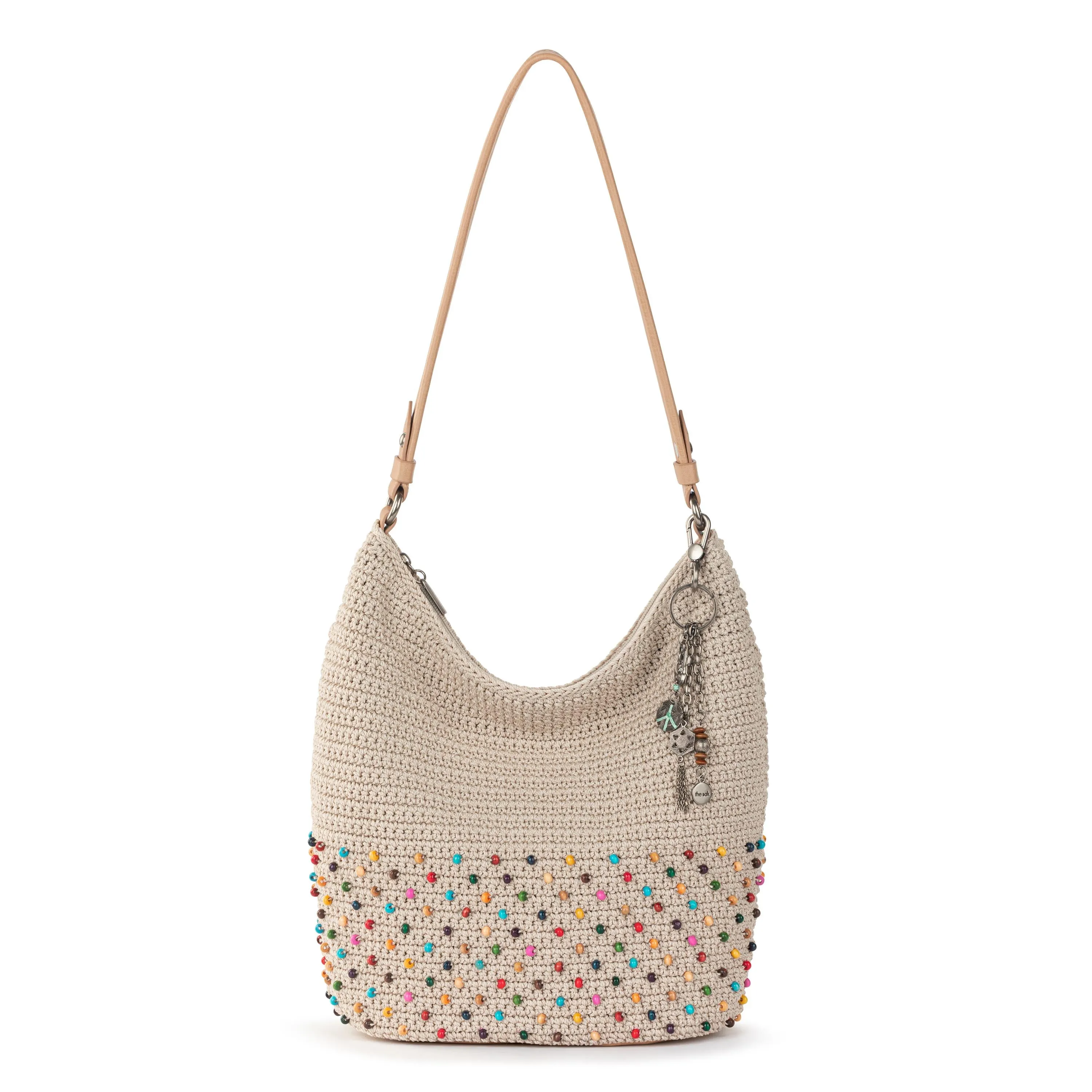 Sequoia Hobo - Hand Crochet - Ecru Multi Beads