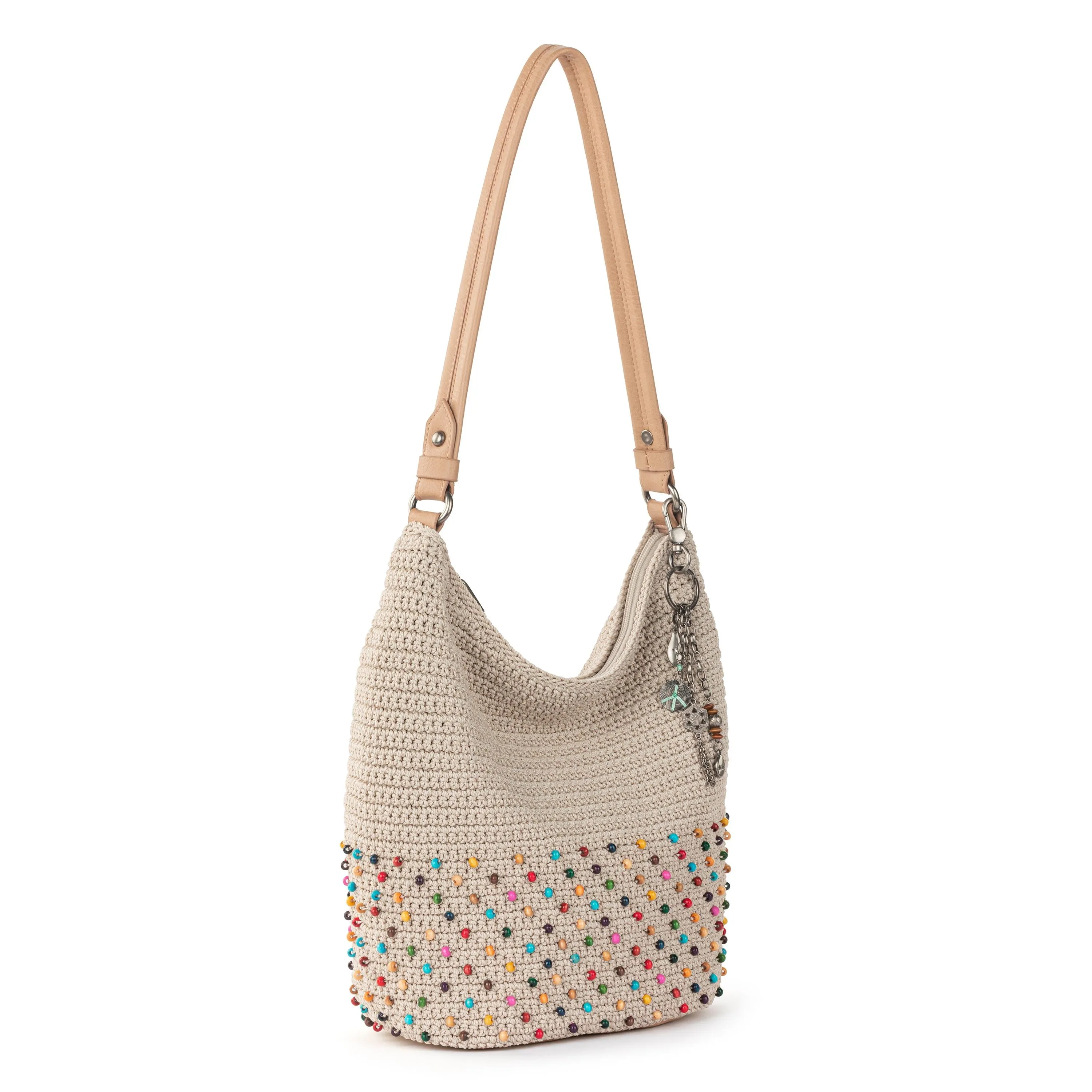 Sequoia Hobo - Hand Crochet - Ecru Multi Beads