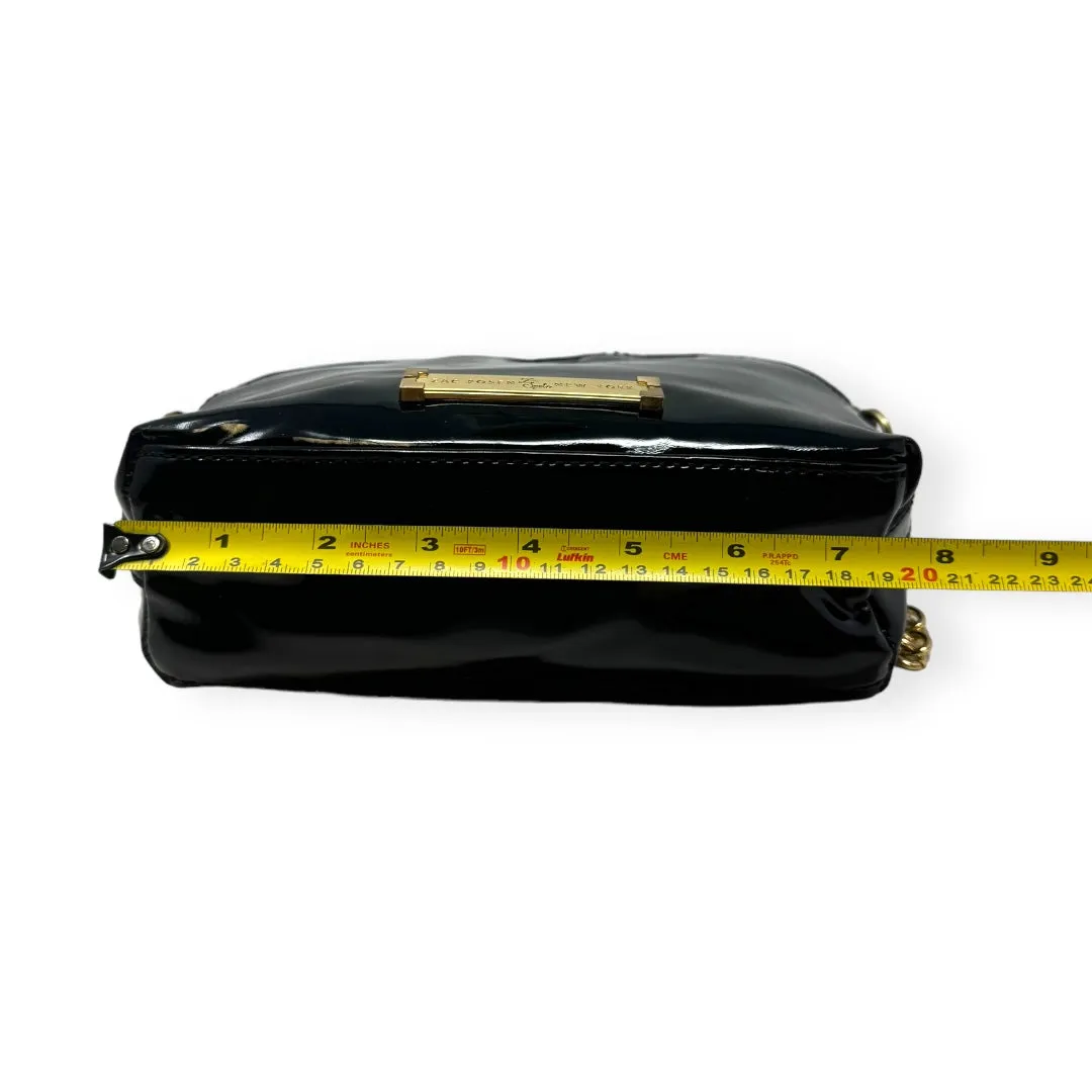 Shirley Bow Crossbody in Patent Leather Designer Zac Posen, Size Medium