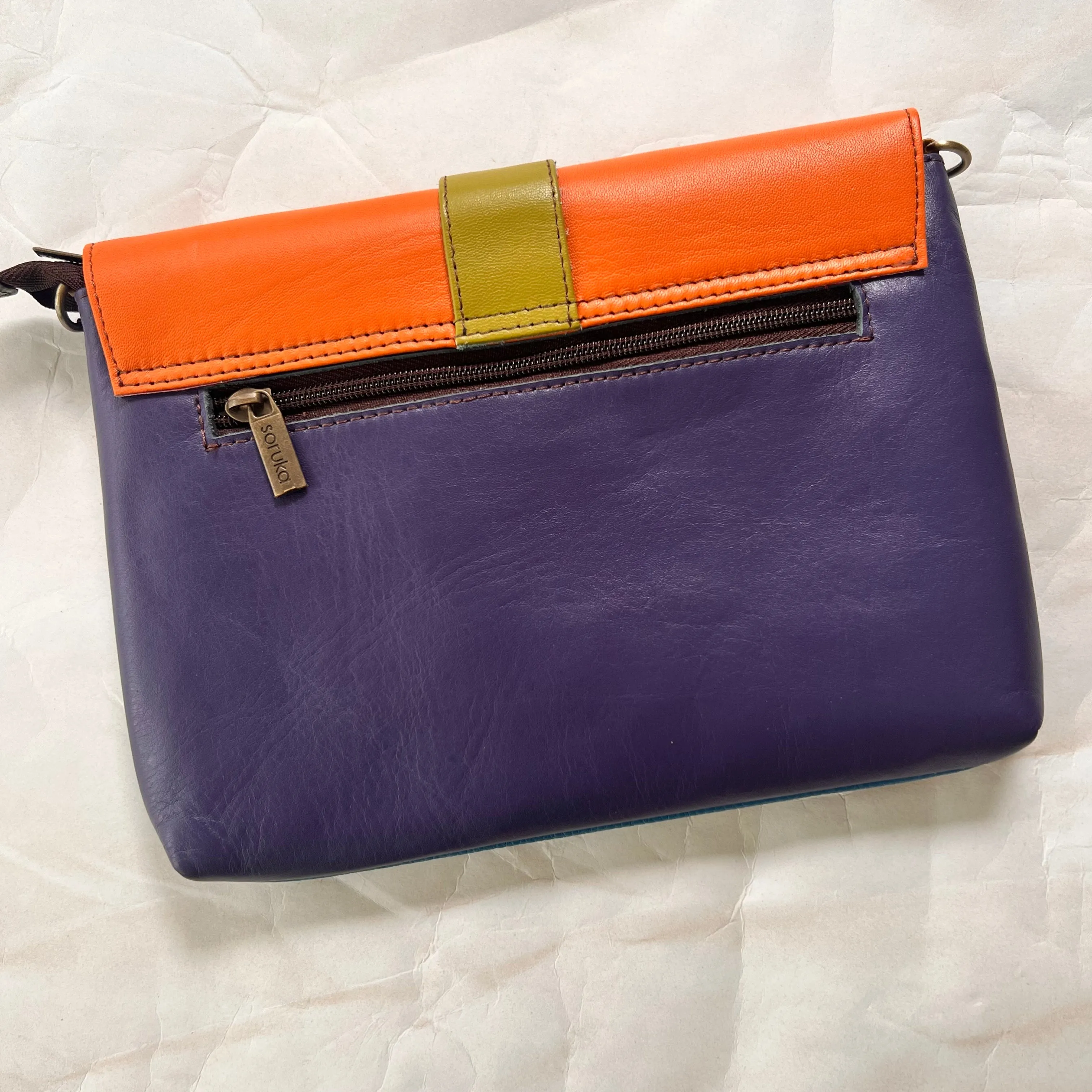 Soruka - Saddle Bag with Wristlet, Orange & Blue