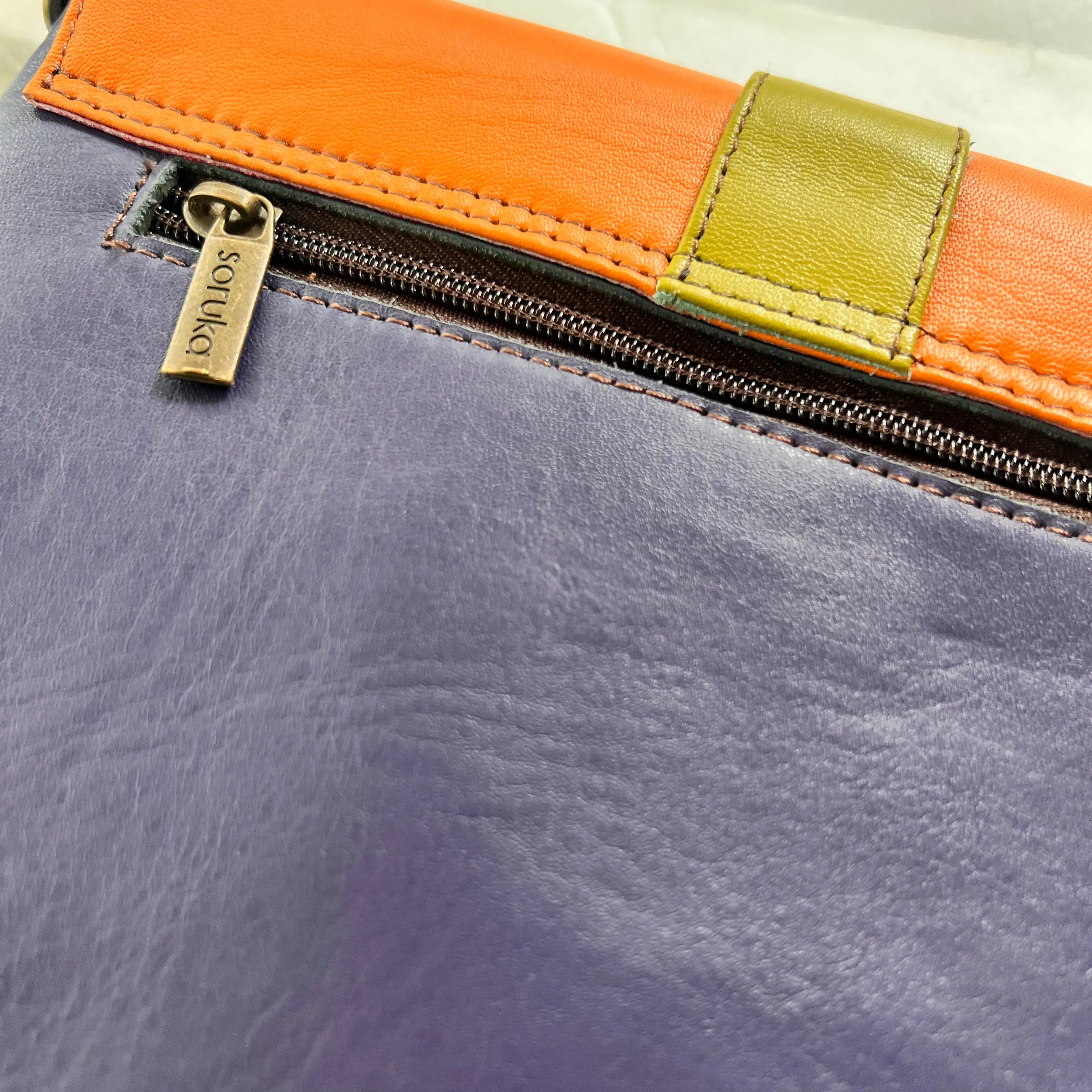 Soruka - Saddle Bag with Wristlet, Orange & Blue
