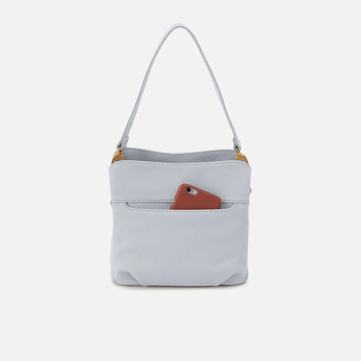 Starr Convertible Shoulder Bag in Pebbled Leather - Blue Pearl