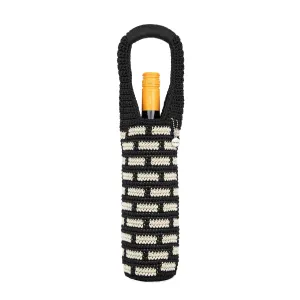 Wine Bag - Hand Crochet - Black Tile